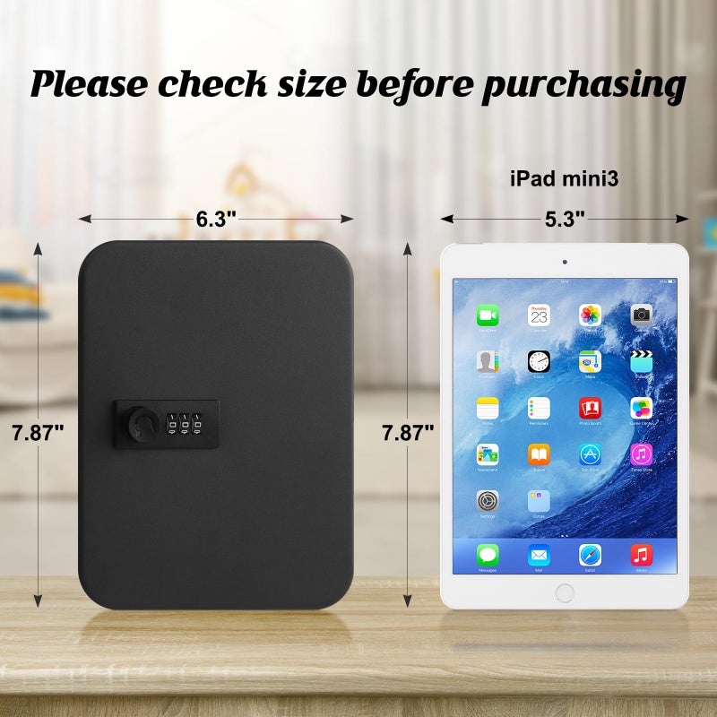 KYODOLED 20 Key Storage Lock Box with Code  Key Cabinet Organizer Wall Mount with Combination Lock  Key Hooks & Labels  7.87 x 6.3 x 3.14 in  Black - Image 2